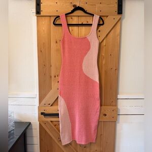 Pink Spring Colorblock Two-Toned Dress